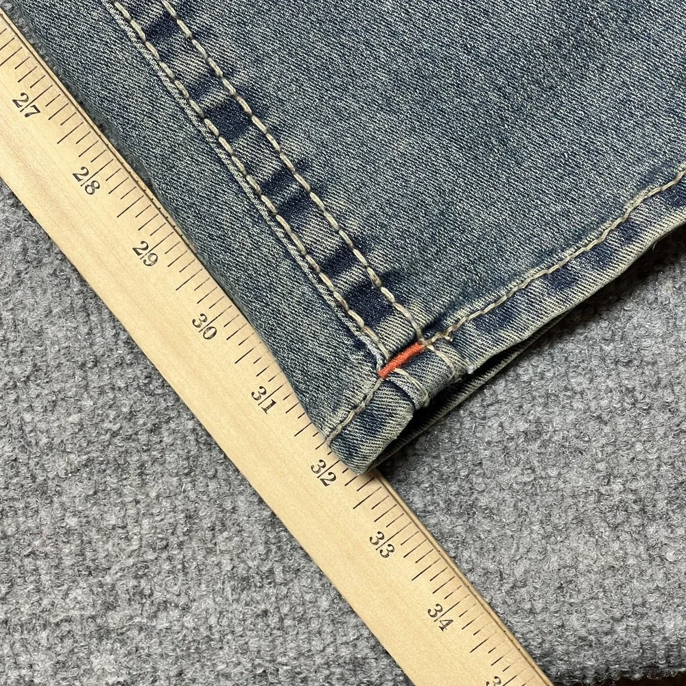 True Religion Jeans Mens 31x32 Blue Geno Big T Flap Slim Stretch Zip Fly